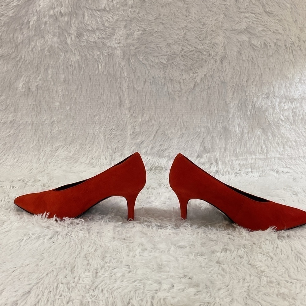 & OTHER STORIES RED FAUX SUED WOMEN PUMPS. SIZE-38 ,US-8. - Picture 4 of 8